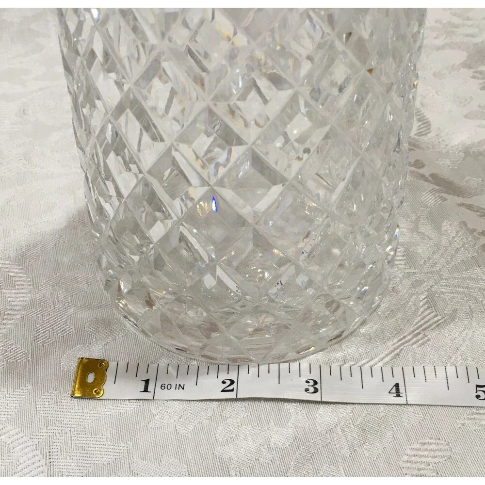 Vintage Crystal Decanter Bottle Diamond Cut Pattern Clear -No Stopper